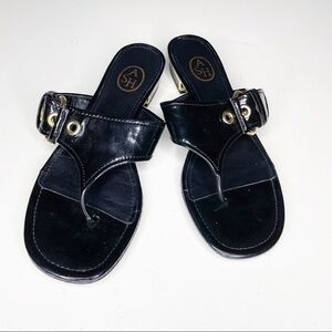 ASH Women’s Leather Sandal with buckle Size 36 US Size 6 Black Gold